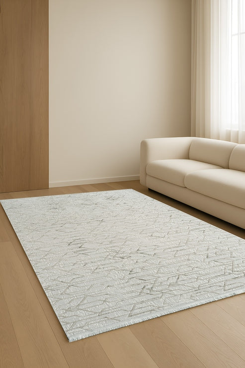 Çınar Sena CY03A Bej Krem Modern Salon ve Oturma Odası Halısı