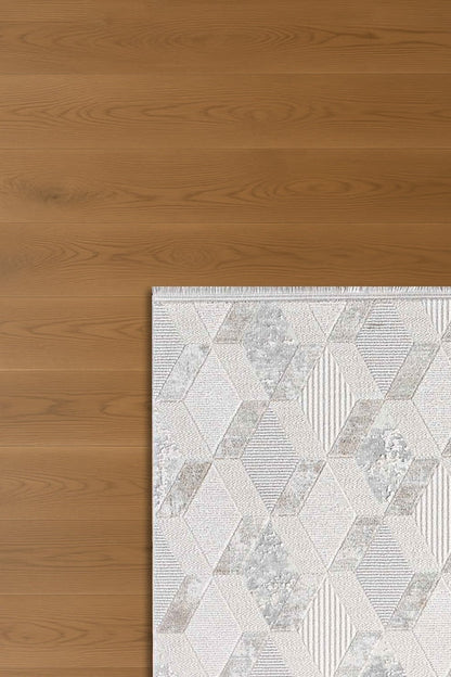 Seren Sina NF05A Bej Geometik Desenli Halı