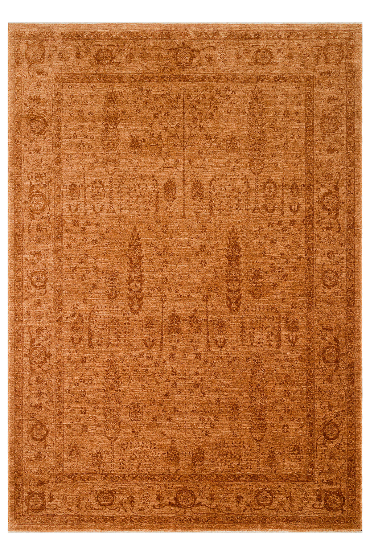 Shiraz SHR 03 Terra - Vintage Eskitme Desenli Modern Yumuşak Dokulu Makine Halı
