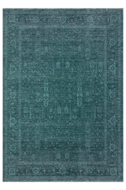 Shiraz SHR 03 Turquoise - Vintage Eskitme Desenli Modern Yumuşak Dokulu Makine Halı