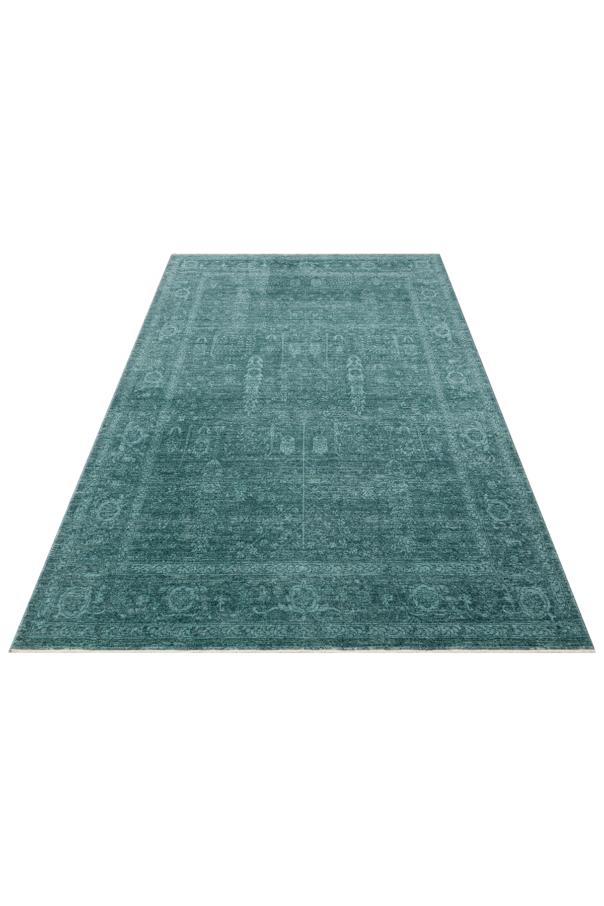 Shiraz SHR 03 Turquoise - Vintage Eskitme Desenli Modern Yumuşak Dokulu Makine Halı