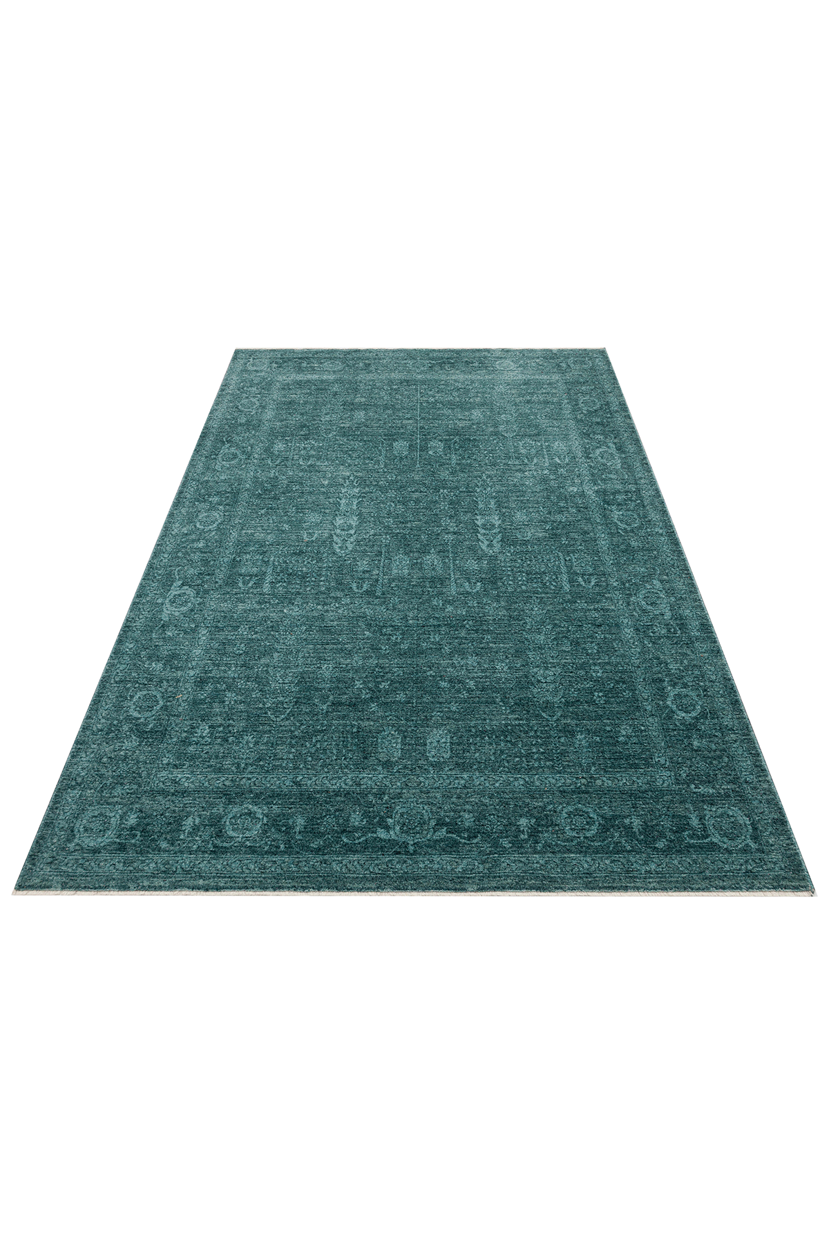 Shiraz SHR 03 Turquoise - Vintage Eskitme Desenli Modern Yumuşak Dokulu Makine Halı