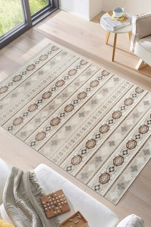 Çınar Vira CY06A Gri Bej Modern Salon ve Oturma Odası Halısı