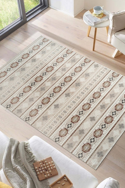 Çınar Vira CY06A Gri Bej Modern Salon ve Oturma Odası Halısı