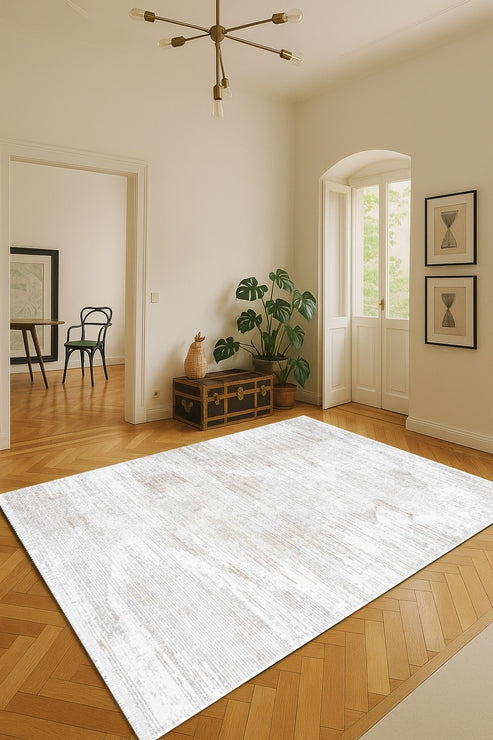 Hermes Viri HU05A Krem Beyaz Modern Salon ve Oturma Odası Halısı