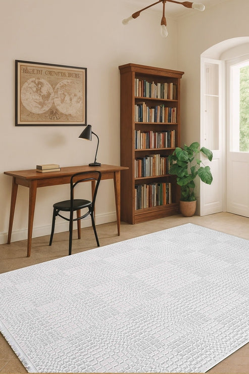 Seren Zani NF01A Gri Bej Geometik Desenli Halı