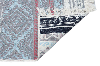 AR 04 PINK AQUA  - ARYA - Yıkanabilir Çift Taraflı Modern Desenli Dokuma Kilim