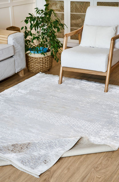 Riena 1192 Bej - Akrilik Polyester Halı | Kaymaz Tabanlı Dekoratif Halı