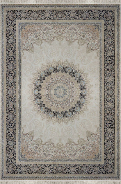 Vendome Palace 5471 Lacivert Krem - Viskon Bambu Halı | Dokuma Salon Halısı