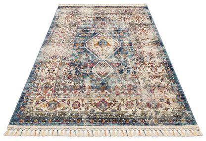 PR 05 MULTY  - PETRA - Hav Toz Vermez Etnik ve Modern Desenli Renkli Saçaklı Halı 