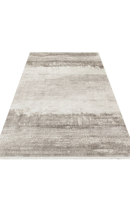 RM 02 CREAM GREY  - ROMA - Viskon ve Polyester ile Üretilen Şık Salon Halısı
