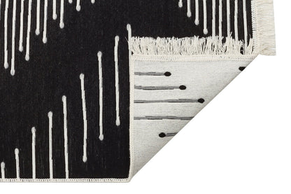 Arya AR 15 Siyah - Yıkanabilir Çift Taraflı Modern Dokuma Kilim