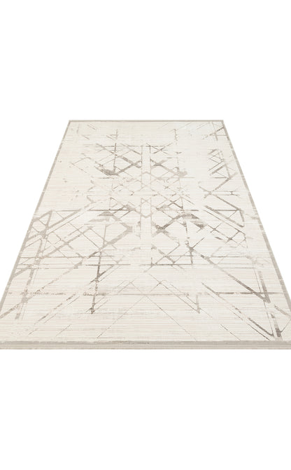 Padona PDN 02 Krem Gri - Extra Yumuşak Dokulu Sık Dokuma Modern Eskitme Desenli Halı