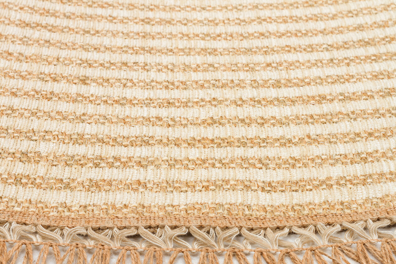 BRK 07 IVORY  - BROOKLYN - Hasır Görünümlü Kaymaz Renkli Dokuma Modern Kilim