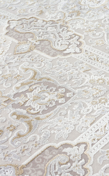 PLM 01 CREAM GREY  - PALMIRA - Yüksek Kaliteli Sık Dokuma Modern Salon Halısı