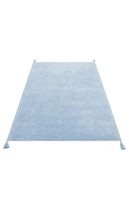 Cotton Boon CBN Plain Mavi - Yıkanabilir Kaymaz Naturel Pamuk Bebek Halısı
