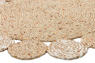 Patna PTN 03 Jut Natural Beyaz - Jüt Hasır Görünümlü Hav Toz Vermez Örgü Halı