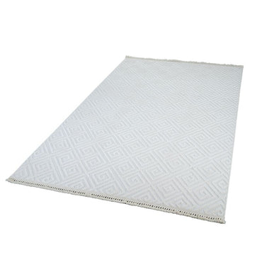 Anemon 6811 Beyaz - Polyester Dokuma Halı | İskandinav Salon Halısı