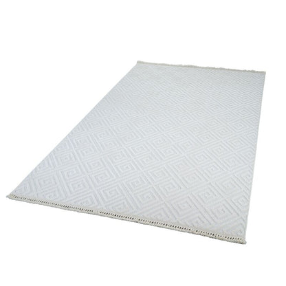Anemon 6811 Beyaz - Polyester Dokuma Halı | İskandinav Salon Halısı