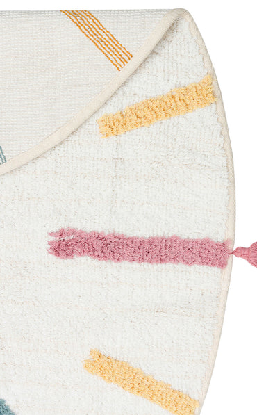 Cotton Boon XW CBN 03 Çok Renkli Yuvarlak Q120 - Yıkanabilir Kaymaz Naturel Pamuk Bebek Halısı
