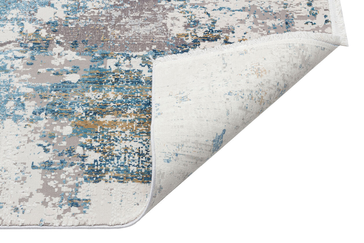 FS 02 BEIGE BLUE V1  - FRESCO - Yüksek Alçak Dokulu Özel Işıltılı Yüksek Kaliteli Sık Dokuma Modern Salon Halısı
