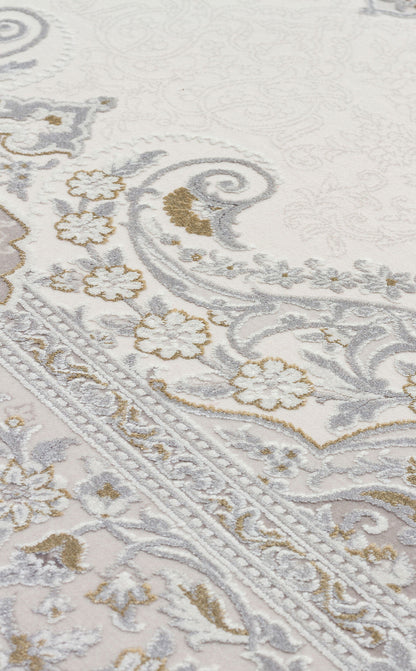 PLM 01 CREAM GREY  - PALMIRA - Yüksek Kaliteli Sık Dokuma Modern Salon Halısı