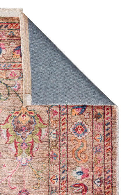 Antique ATK 08 Bej - Yıkanabilir Kaymaz Antik Desenli Otantik Kilim