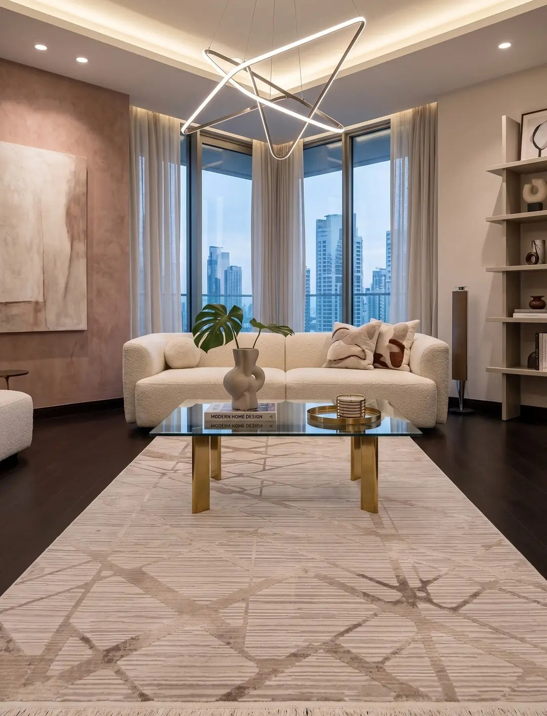 Roma 1114 Bej  Yumuşak Dokuda Görünümlü Akrilik Salon Halısı