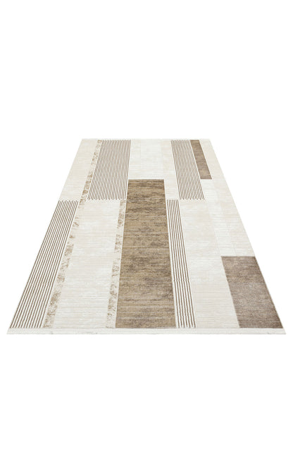 Lagos LGS 18 Krem Bej XW - Yıkanabilir Hav Vermez Modern Desenli Halı 