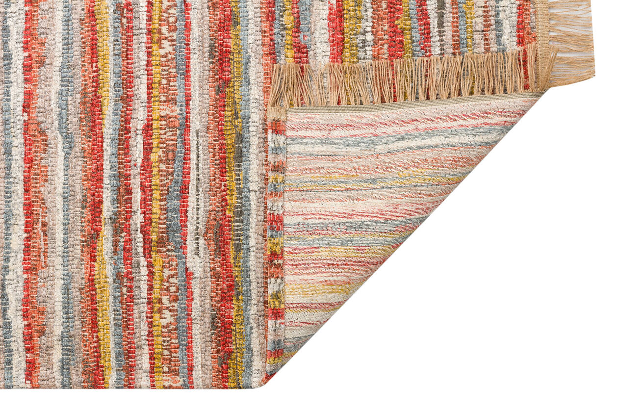 BRK 12 MULTY  - BROOKLYN - Hasır Görünümlü Kaymaz Renkli Dokuma Modern Kilim