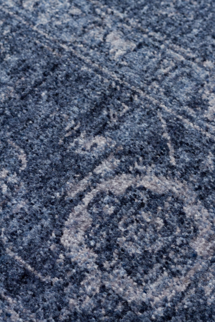 Shiraz SHR 03 Navy - Vintage Eskitme Desenli Yumuşak Dokulu Modern Makine Halısı