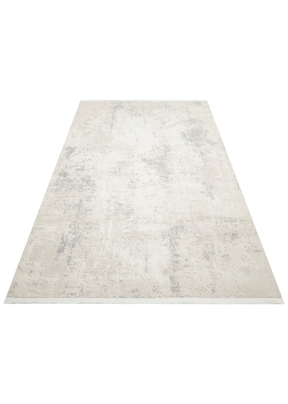 Lagos LGS 25 Krem Bej XW - Eskitme Desenli Modern Halı Hav Toz Vermez Saçaklı Makine Halısı