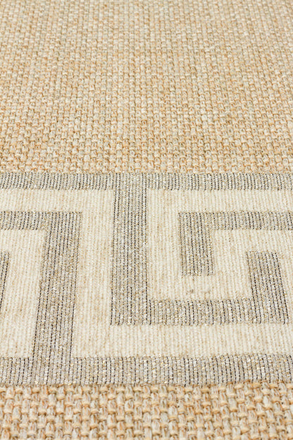 BRK 11 NATURAL WHITE  - BROOKLYN - Hasır Görünümlü Kaymaz Renkli Dokuma Modern Kilim