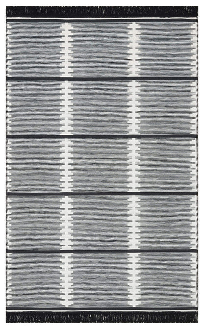 Arya Craft ARC 01 Beyaz Siyah - Yıkanabilir Çift Taraflı Modern Dokuma Kilim