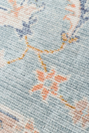 Elista Vintage ELS 203 Blue Bej Vintage Bukle Dokuma Yumuşak Halı Kaymaz Tabanlı Yıkanabilir İnce Modern Dekoratif Halı
