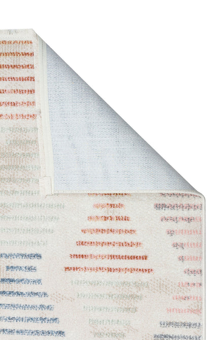 TRS 07 BEIGE  - TARUS - Hav Toz Vermez Kaymaz Tabanlı Etnik Desenli Makine Halısı