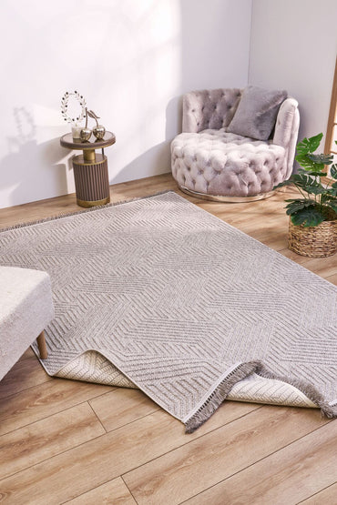 Havana 8593 Gri - Polyester Dokuma Halı | Modern Salon Halısı