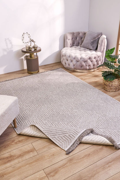 Havana 8593 Gri - Polyester Dokuma Halı | Modern Salon Halısı
