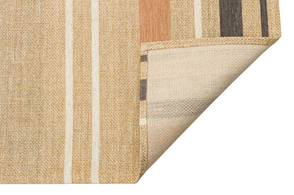 BRK 06 NATURAL TERRA  - BROOKLYN - Hasır Görünümlü Kaymaz Renkli Dokuma Modern Kilim