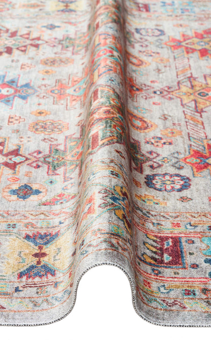 Antıque ATK 06 Aqua - Yıkanabilir Kaymaz Antik Desenli Otantik Kilim