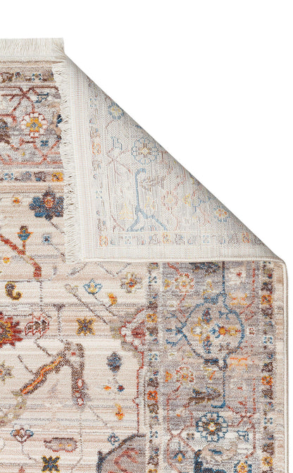 PTA 01 CREAM GREY  - PIETRA - Sıcak Renk Tonlu Etnik Desenli Yumuşak Dokulu Makine Halısı