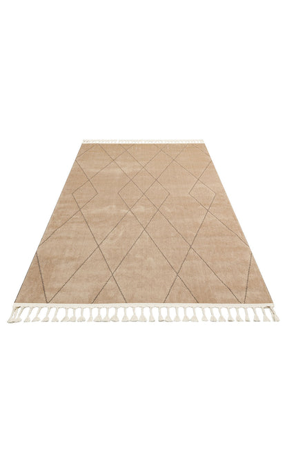 URB 02 BEIGE  - URBAN - Etnik Desenlere Sahip Hav Toz Vermez Yumuşak Dokulu Modern Halı
