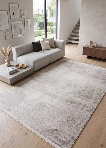 Cotton 1076 Bej Modern Tasarımlı Kaymaz Tabanlı Makine Halısı