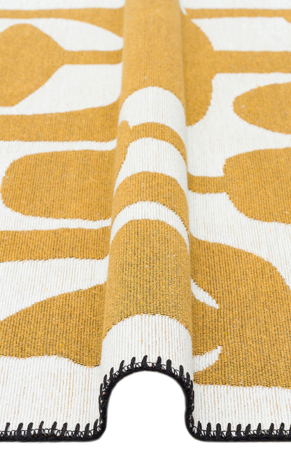 ARN 07 WHITE YELLOW  - ARYA NEO - Yıkanabilir Kaymaz Tabanlı Modern Pamuk Kilim