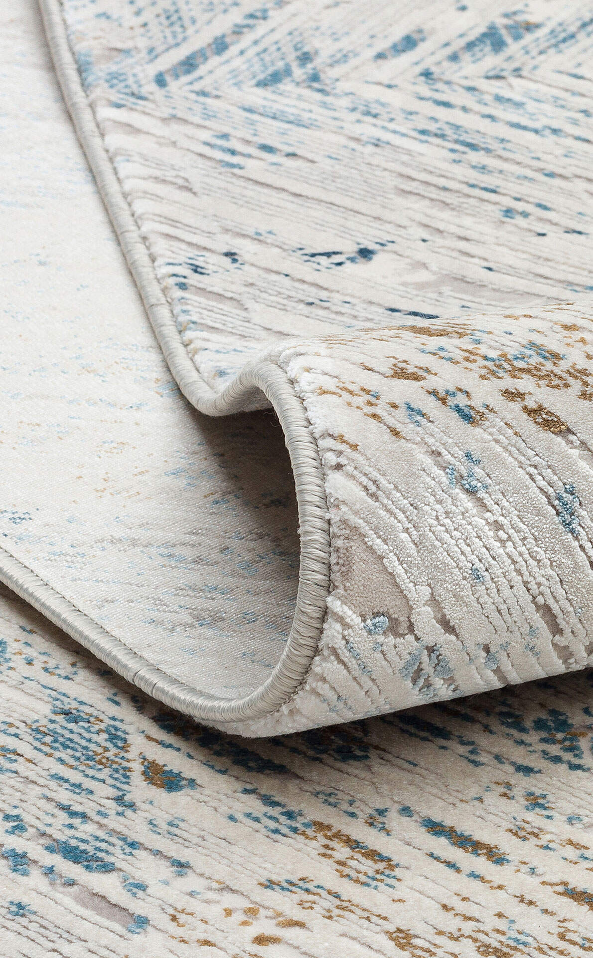 PLM 03 CREAM BLUE  - PALMIRA - Yüksek Kaliteli Sık Dokuma Modern Salon Halısı