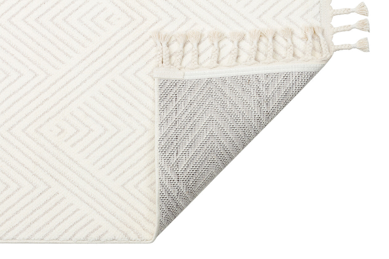 URB 01 WHITE  - URBAN - Etnik Desenlere Sahip Hav Toz Vermez Yumuşak Dokulu Modern Halı