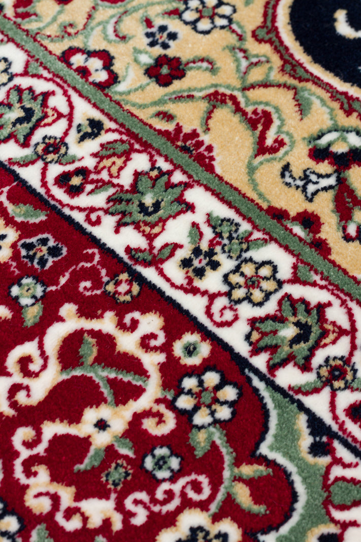 Sateen Afghan SCD 02 - Etnik Desenli Bordo Makine Halısı – Yıkanabilir, Kaymaz Taban, Hav Vermez