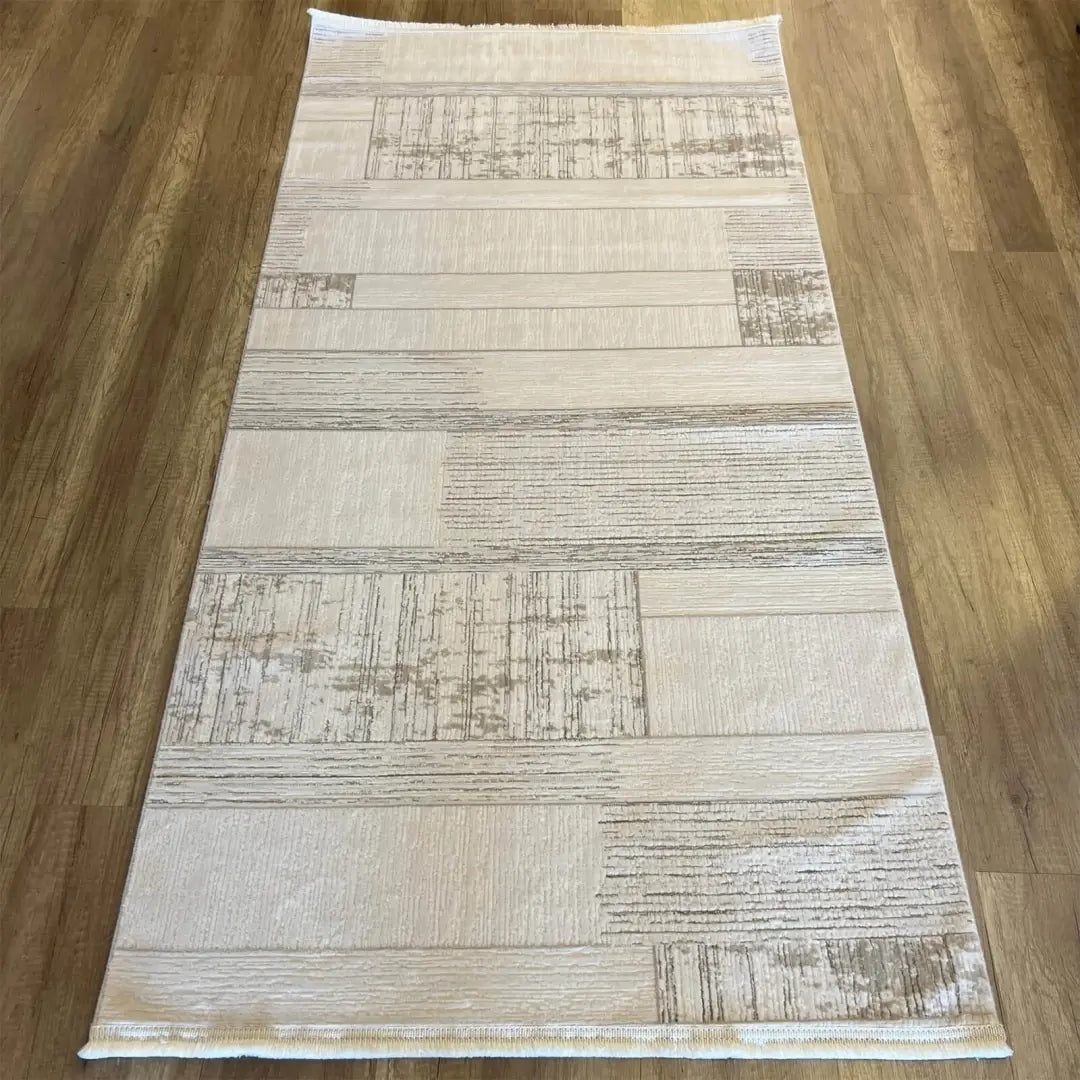 Valeria 1070 Bej Modern Akrilik, Antibakteriyel Yumuşak Dokulu Makine Halısı