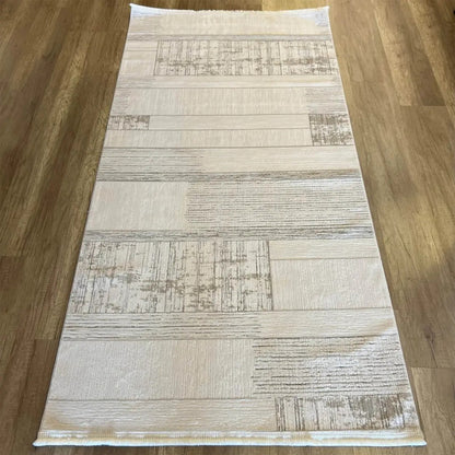 Valeria 1070 Bej Modern Akrilik, Antibakteriyel Yumuşak Dokulu Makine Halısı