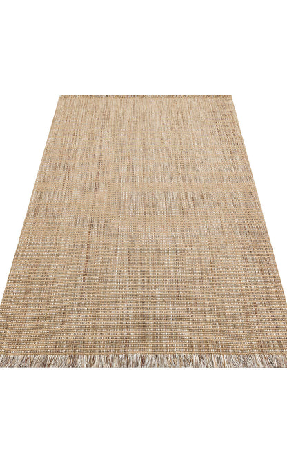 Doha DH 01 Bej -Çift Taraflı Jüt Görünümlü Modern Dokuma Kilim